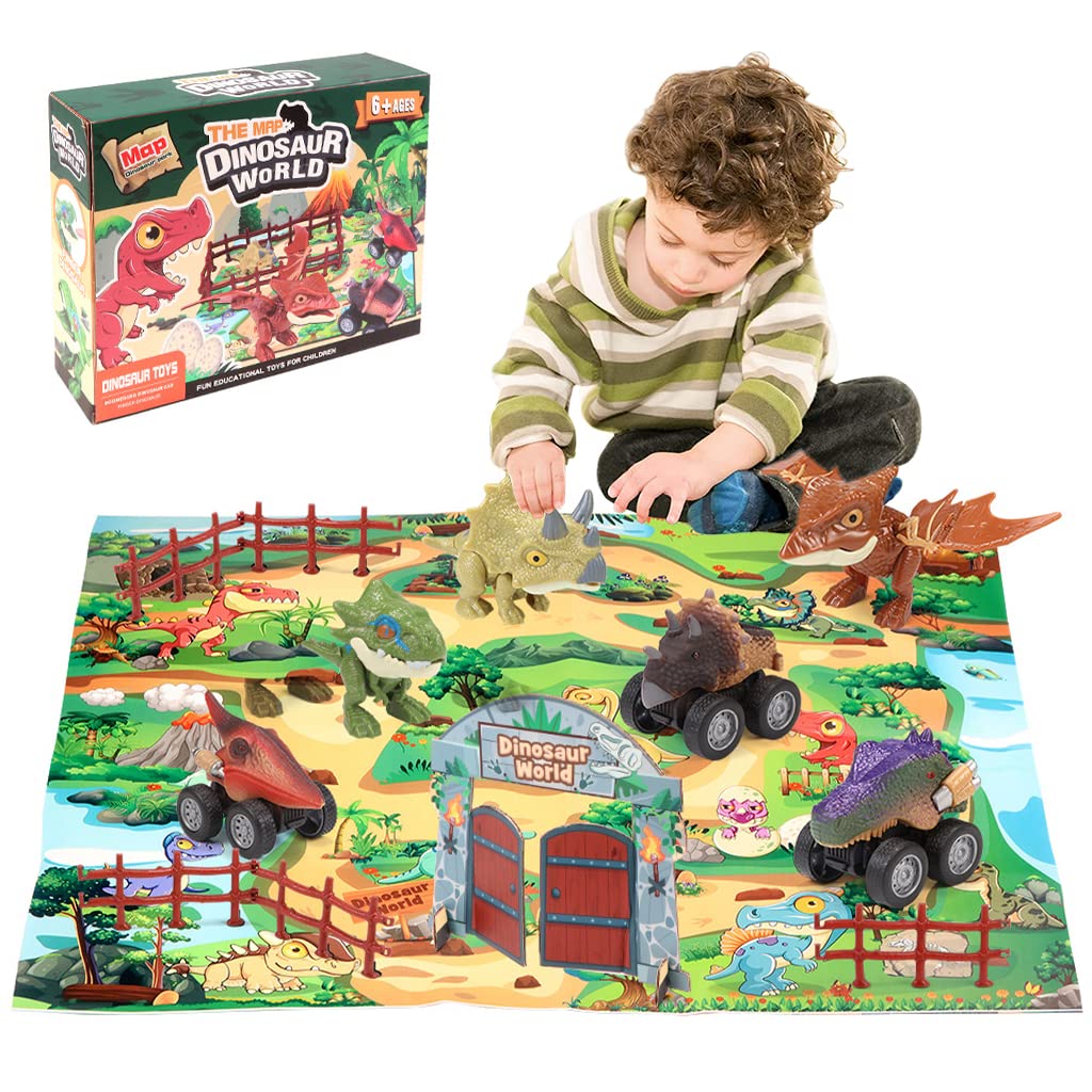 PATPAT Dinosaur Toys for Kids Dinosaur Car with Activity Play Mat, Dinosaur Figures Realistic Dinosaur Playset Pull Back Car Toys for Creating Dinosaur World Gifts for Kids Boys Girls 3-8 Years Old PATPAT Dinosaur Toys for Kids Dinosaur Car with Activity Play Mat, Dinosaur Figures Realistic Dinosaur Playset Pull Back Car Toys for Creating Dinosaur World Gifts for Kids Boys Girls 3-8 Years Old